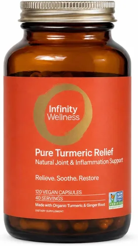 Infinity - Cápsulas de cúrcuma de alta potencia, suplemento orgánico certificado por USDA con pimienta negra y jengibre, crudo, vegano sin gluten