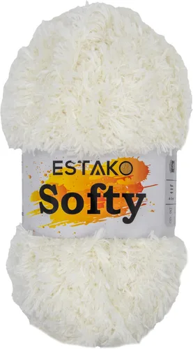 Miniatura 20 de Estako Softy 100% Poliéster Esponjoso Suave Grueso Peso #5 Hilado para Crochet y Tejido 3.52 oz (100 gr) 98 Yds (90 m) (9110 - Blanco)