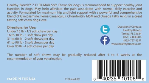 Miniatura 35 de Healthy Breeds Great Pyrenees Z-Flex Max - Masticables suaves para cadera y articulaciones, 50