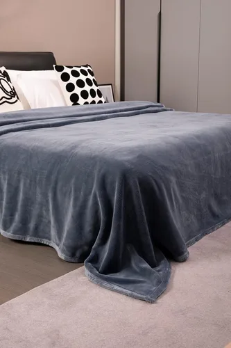 Miniatura 7 de Mellowdy Manta de franela extra gruesa y mullida (gris oscuro, 60x80) - Manta cálida de tamaño individual de 500GSM para invierno, otoño Suave