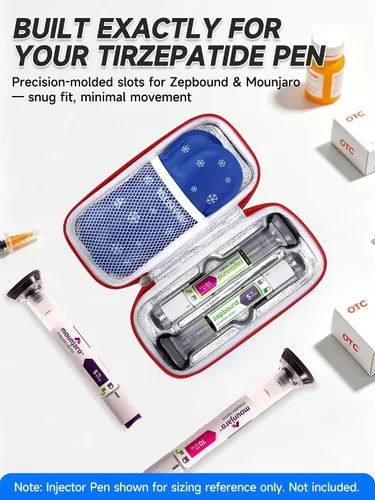 Miniatura 3 de YOUSHARES GLP-1 Estuche de viaje para bolígrafos inyectores Zepbound y Mounjaro, bolsa de almacenamiento aislada aprobada por la TSA con 2 paquetes