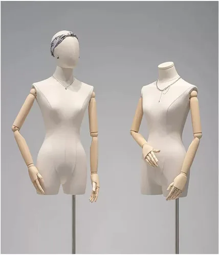 Miniatura 2 de 2pcs Adjustable Small Female Dress Form Mannequin Torso with Detachable Head & Height Stand for Clothing, Jewelry, Tailoring, Fashion Shows, &