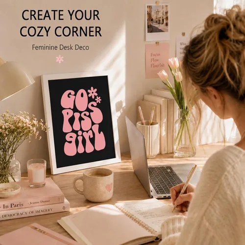 Miniatura 7 de Go Piss Girl Arte de Pared Trendy Arte de Pared Divertido Idea de Regalo Lindo Decoración de Apartamento Impresión de Baño Rosa Decoración