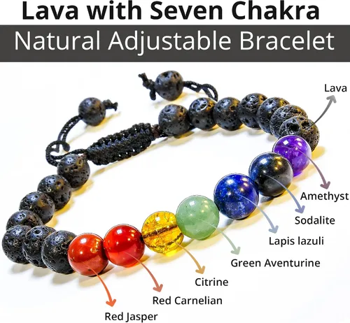 Miniatura 169 de Adjustable Crystal Bracelet – Gemstone Bead Bracelet with Adjustable Macrame String – Chic Gemstone Bracelet for Men and Women – 8mm Round Healing
