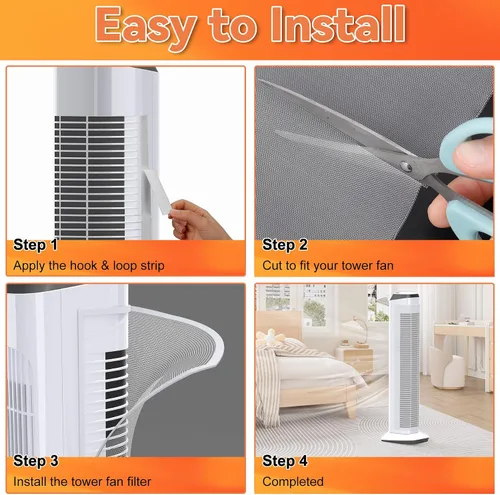 Miniatura 9 de GCGOODS Filtro de aire para ventilador de torre, filtros de ventilador de torre de flujo de aire fácil, filtro de aire lavable y cortable