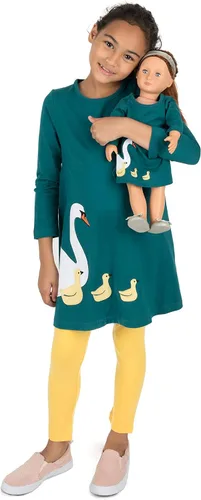 Miniatura 29 de Leveret - Conjunto de vestidos a juego para niña y para muñeca, 100% algodón, gran variedad de estilos, (tallas de 2 a 14 años)