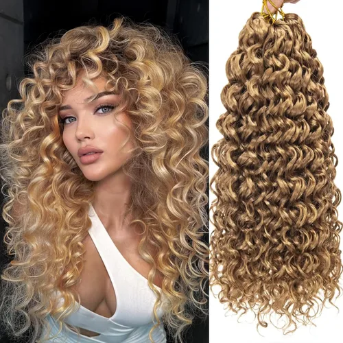 Miniatura 33 de 8 Paquetes de Cabello Rizado con Ganchillo GoGo, Cabello Rizado con Ganchillo para Mujeres Negras, Trenzado de Onda Profunda, Cabello Sintético