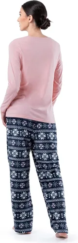 Miniatura 2 de Fruit of the Loom - Conjunto de pijama para mujer (camiseta con cuello redondo y pantalón de vellón)