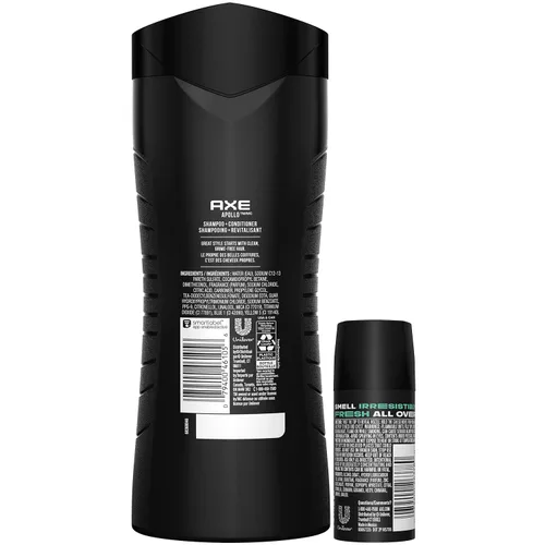 Miniatura 2 de AXE Set de desodorante Apollo para el cuidado del cabello y viaje para hombre, champú 2 en 1 + acondicionador + mini desodorante en aerosol, aroma a
