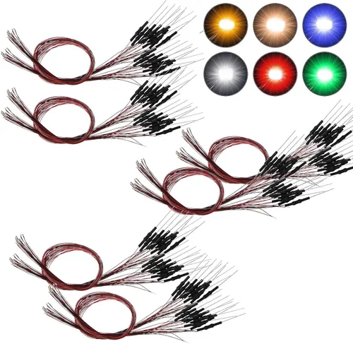 Miniatura 22 de L0603B 20pcs pre-cableado SMD LED 0603 Bule Diodo emisor de luz 12V Micro Litz Cable Cable Longitud 7.8 pulgadas (7.9 in) para DIY Manual