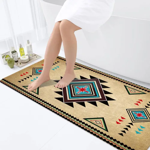 Miniatura 2 de JAWO Southwestern - Alfombra de baño antideslizante con diseño del suroeste nativo americano, retro, tribal, navajo, azteca, patrón étnico