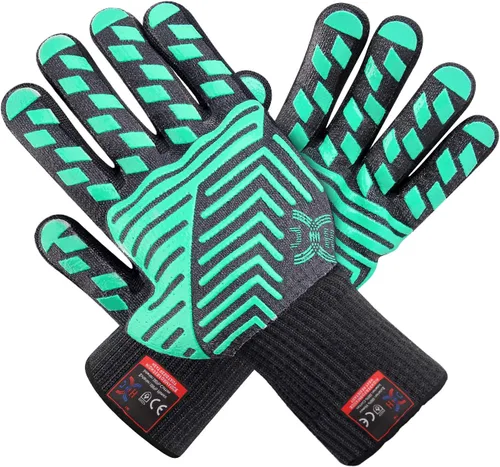 Miniatura 11 de J H Guante de horno resistente al calor: certificado EN407 932 °F, 2 capas de revestimiento de silicona, guantes de horno para cocinar, cocina
