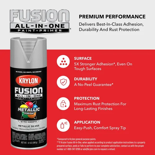 Miniatura 348 de Krylon Fusion - Pintura en aerosol adhesiva todo en uno para uso en interiores y exteriores, 12 onzas, aluminio