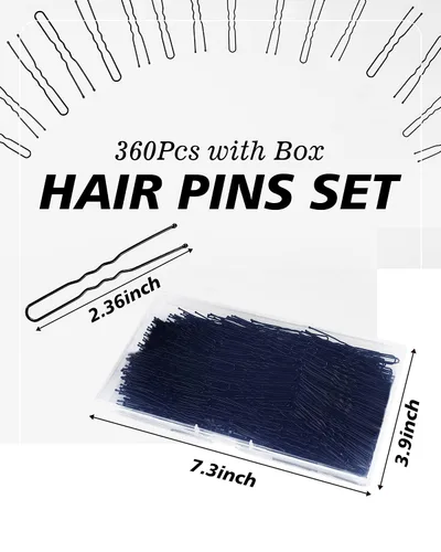Miniatura 2 de Horquillas para el cabello en forma de U, 360 horquillas para moños, 2.36 pulgadas de alta calidad para mujeres, horquillas de sujeción segura
