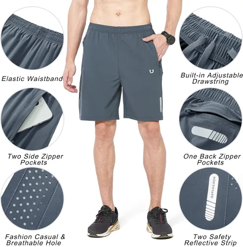 Miniatura 4 de NORTHYARD Pantalones cortos deportivos para correr para hombre, de secado rápido, pantalones cortos de entrenamiento de 7 pulgadas5 pulgadas9