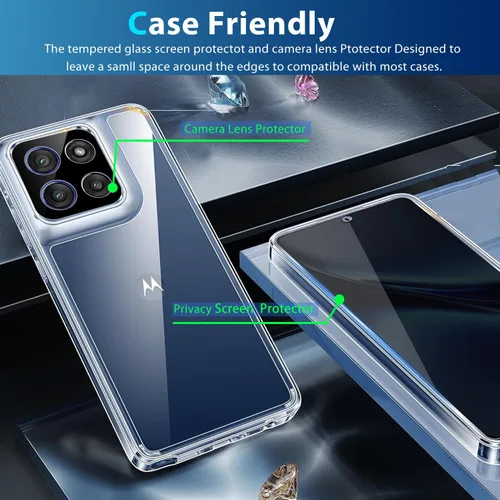 Miniatura 4 de Zeking [2+2] Paquete para Moto G Stylus 5G (2025) Protector de pantalla de vidrio templado de privacidad + protector de lente de cámara