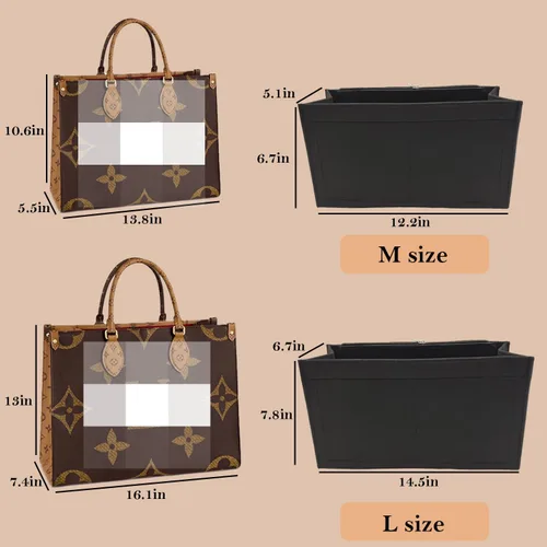 Miniatura 2 de D.DUO Organizador de bolso con cremallera, organizador de mano para LV ONTHEGO (L, (14.5 x 6.7 x 7.8), negro)