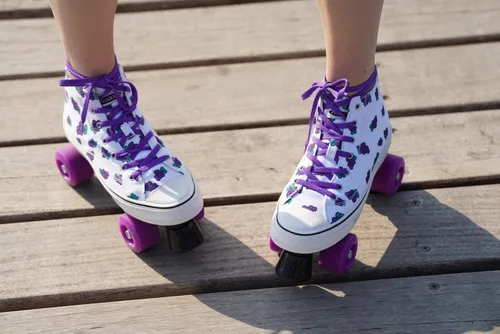 Miniatura 4 de Women's Roller Skates - Ladies Canvas Roller Skates for Women Fruit Pattern Theme Design - Four Wheel High Top Sneaker Style (Grape, 9.5#)