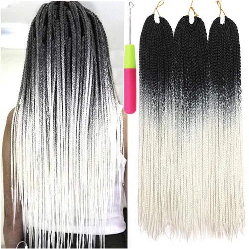 Miniatura 15 de Extensiones de cabello trenzado tipo box de 24 pulgadas, hechas a mano, para mujeres y niñas, extensiones de cabello trenzado, 24#, 3 paquetes, 22