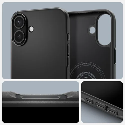 Miniatura 3 de Spigen Thin Fit MagFit Funda diseñada para iPhone 16 [Carcasa rígida] [Protección de grado militar] Compatible con MagSafe - Negro