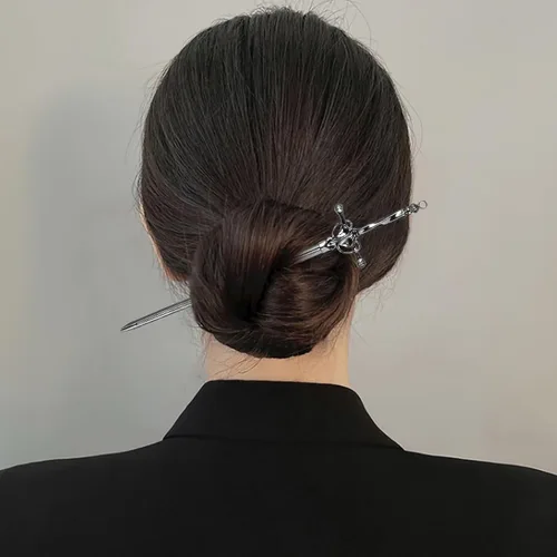 Miniatura 2 de Paquete de 2 pines de metal gris espada negra Wicca Witch Hair Stick Slide Renaissance Festival Hair Acceossories para mujeres 10