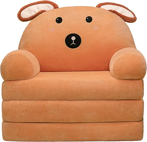 Brown Dog - Silla para niños pequeños, sofá abatible 2 en 1 y mini sofá para niñas y niños, de 1 a 4 años