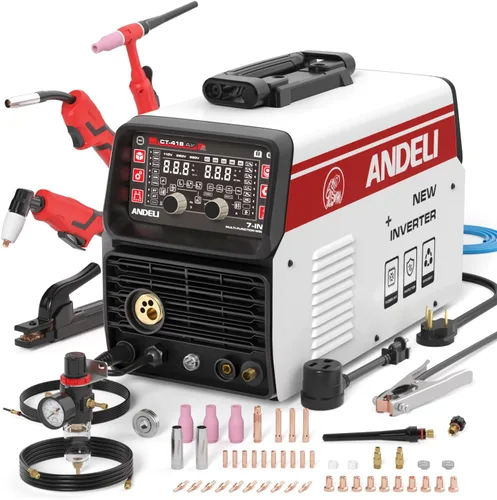 Miniatura 9 de ANDELI Soldador multiproceso, 8 en 1 cortador de plasma/pulsado MIG/HF TIG/núcleo de flujo/frío/limpio/palo máquina de soldadura de aluminio