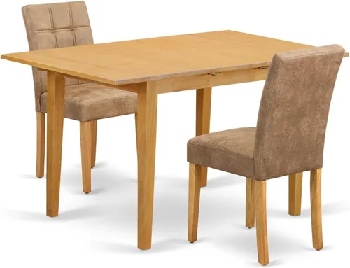 Miniatura 28 de East West Furniture NFAS3-BLK-09 - Juego de mesa de cocina de 3 piezas, incluye una mesa de madera y 2 sillas acolchadas de tela de poliéster azul