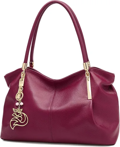 Miniatura 7 de FOXLOVER Bolso de mano de cuero genuino de gran capacidad para mujer, bolsos de diseñador para hombro, bolsos grandes minimalistas