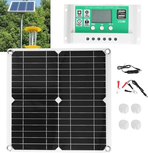 Miniatura 8 de Kit de panel solar de 40 W 18 V, doble puerto USB monocristalino de silicio flexible con controlador de carga solar de 60 A para ciclismo