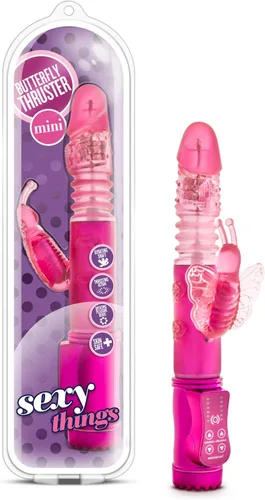 Miniatura 4 de Blush Sexy Things - Mini vibrador de conejo de mariposa de 9.75 pulgadas, eje giratorio y cuentas giratorias inversas, 32 modos de clítoris Púrpura