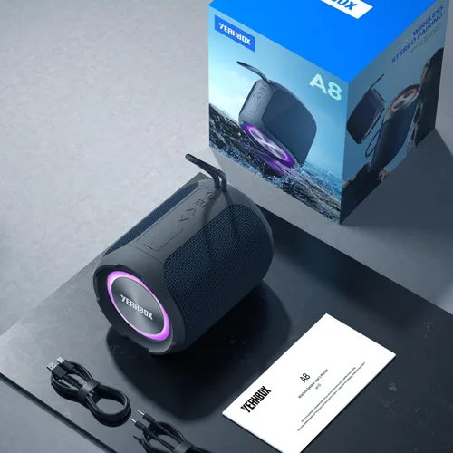 Miniatura 6 de YEAHBOX Altavoz Bluetooth portátil, Bluetooth 5.3 40W estéreo inalámbrico con graves profundos, luces RGB, IPX7 impermeable, batería de larga