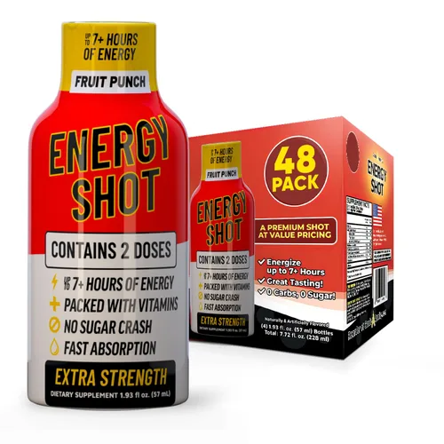 Miniatura 24 de Blue Raspberry Extra Strength Energy Shot 12 unidades – 260 mg de cafeína natural B12 B6 – Apoyo de energía y enfoque – 2 porciones sin azúcar Té