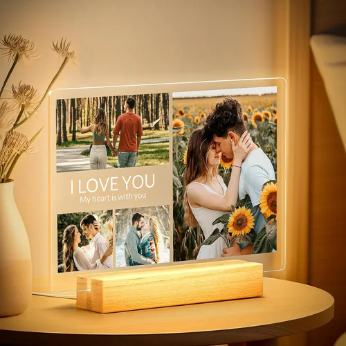 Miniatura 13 de Marco de fotos personalizado con luz nocturna, marcos de fotos personalizados con foto, marco de fotos personalizado, regalos de cumpleaños