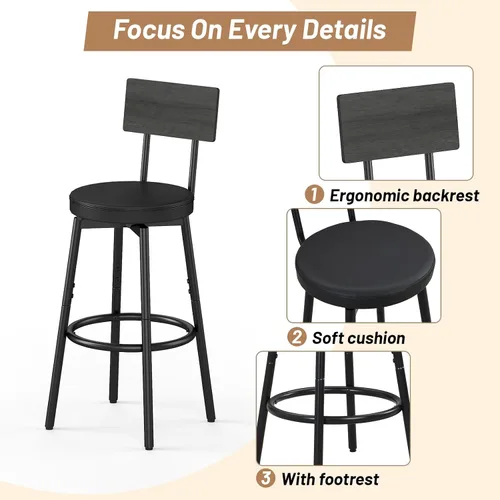 Miniatura 4 de Zevemomo Juego de mesa de comedor de 5 piezas, juego de mesa de bar para 4, mesa de cocina y sillas, mesa alta de altura de mostrador con 4