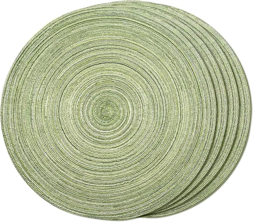 Miniatura 8 de FunWheat Juego de 4 manteles individuales redondos trenzados para mesas de comedor, manteles tejidos resistentes al calor, 15 pulgadas