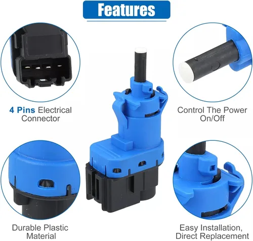 Miniatura 4 de Interruptor de luz de freno de 4 pines 4838697 compatible con Ford F-150/Focus/Fusion, Mazda 2/3/5/6/CX-3/CX-5/CX-9, Volvo V50, Lincoln MKZ/MKC