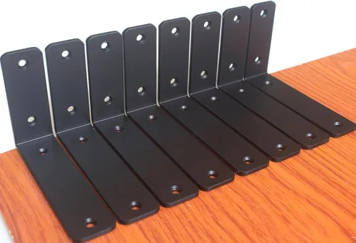 Miniatura 57 de Paquete de 12 soportes de estante en L de 8 pulgadas de largo x 6 pulgadas de alto x 1.5 pulgadas de ancho, 5 mm de grosor, soporte de estante en L