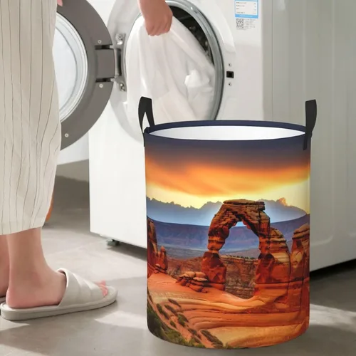 Miniatura 7 de Arches National Park - Cesta circular impermeable con asas para ropa, juguetes, pequeña