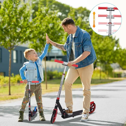 Miniatura 7 de Kick Scooter - Scooter portátil plegable para niños, diseño plegable ligero con alta visibilidad RGB iluminado LED en ruedas Rojo
