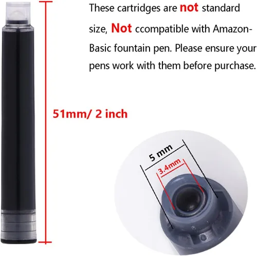 Miniatura 4 de Asvine Hongdian - Juego de 30 cartuchos de tinta para pluma estilográfica, 0.134 in de diámetro Azul/claro