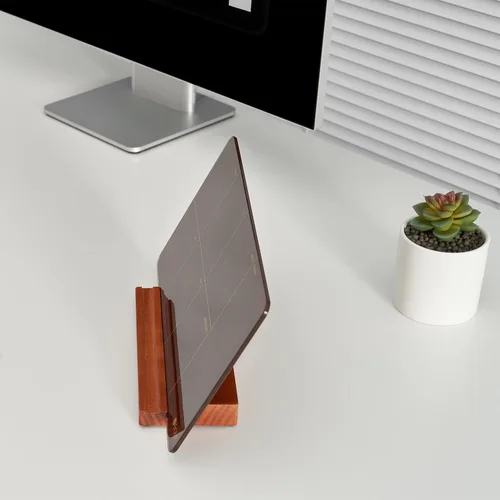 Miniatura 7 de Pizarra semanal de cristal de borrado en seco con soporte de madera desmontable, rojo burdeos, pequeño calendario de escritorio para planificar Rojo