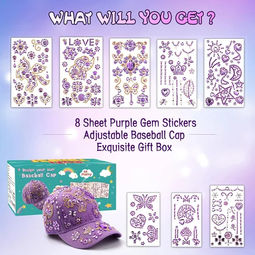 Miniatura 2 de Regalos Perpetily para niñas de 5, 6, 7, 8, 9, 10, 11, 12 años, Regalos de Navidad, Decora tu propia gorra de béisbol, manualidades para niñas de 6