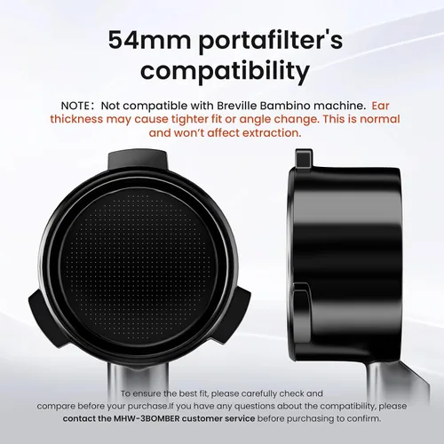 Miniatura 2 de MHW-3BOMBER Portafiltro sin fondo de 54 mm Compatible con Breville Barista Express, BES870XL, BES878, BES880, Portafiltro de espresso plano desnudo