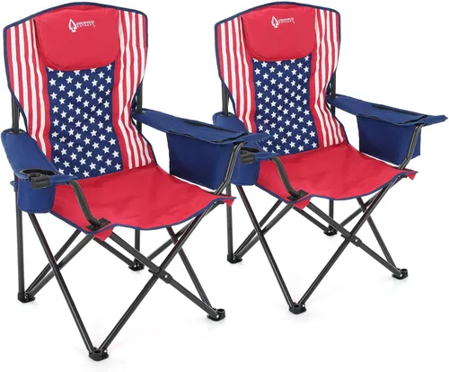 Miniatura 14 de ARROWHEAD OUTDOOR Silla plegable portátil de lujo para campamento con reposacabezas, portavasos y vidrio, enfriador de 6 latas, bolsa de transporte