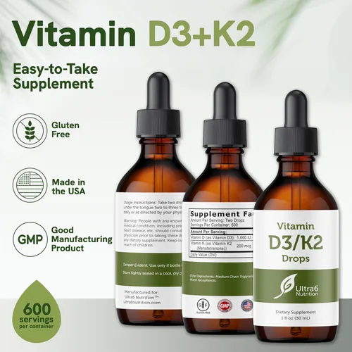 Miniatura 5 de Gotas de vitamina D3 con K2 para una mejor absorción, gotas de vitamina D para adultos y niños
