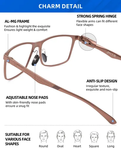Miniatura 3 de JM Al-Mg - Lentes de metal con bloqueo de luz azul para hombres y mujeres, antiluz azul, para computadora, alivian la fatiga ocular y la protección