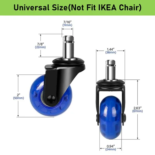 Miniatura 5 de Ruedas giratorias de oficina de 2 pulgadas, ruedas de repuesto para silla de juegos, ruedas giratorias resistentes, no necesita alfombrilla