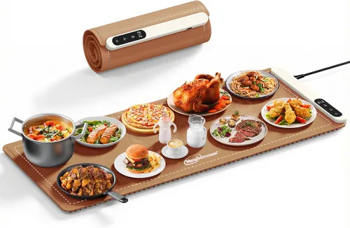 Miniatura 15 de NEWKITCHEN Tapete de calentamiento para alimentos, (XXL, 36 x 16 pulgadas), tapete de calentamiento de alimentos para encimera, de grafeno
