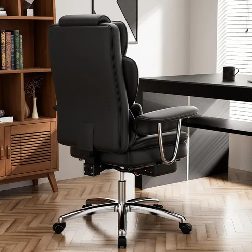Miniatura 5 de KEIKI Silla ergonómica de oficina de respaldo alto con reposapiés, silla de escritorio resistente para el trabajo diario